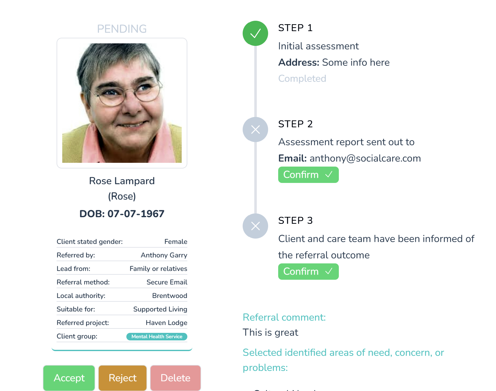 Referral workflow